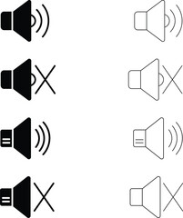 Speaker and Mute Volume Icons Set
