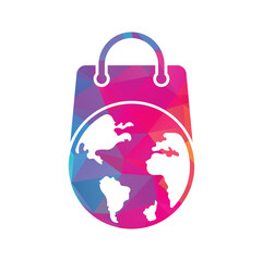 World Shop Logo Template Design Vector. Earth and sale symbol or icon.