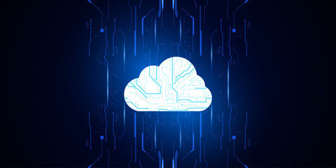 Modern cloud technology futuristic, online storage, work from home	
