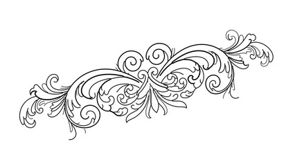Fototapeta premium A delicate black and white vector graphic of an ornate floral design element