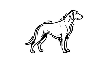 Fototapeta premium A minimalist black and white vector illustration of a dog in a standing position