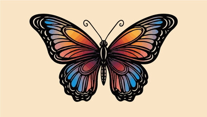 Obraz premium A colorful butterfly vector illustration with vibrant wings and a minimalist design
