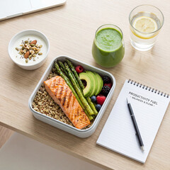 Productivity meal concept with balanced nutrition and clean layout