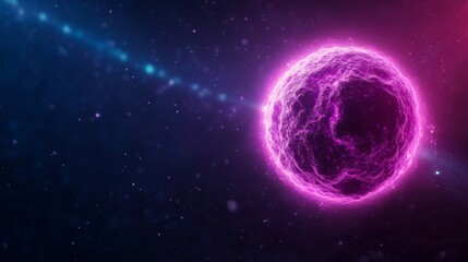 Fototapeta premium Neon magenta cosmic planetary alignment at the start of a celestial journey