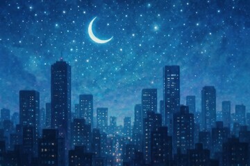 Serene night cityscape wallpaper.