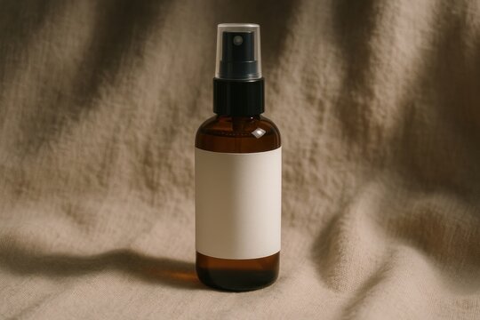 Amber spray bottle on fabric