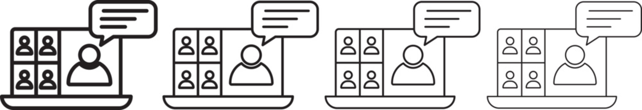 Virtual Meeting Icon Set Vector Collection. online meeting video conference icon set.  Vector illustration
