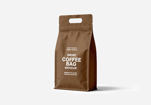 Flat Bottom Coffee Pouch Mockup with Handle