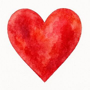 Ein Herz aus verschiedenen Rott&ouml;nen im Aquarellstil isoliert vor weissem Hintergrund