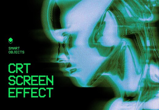 CRT Screen Photo Effect Mockup