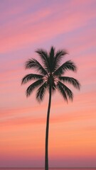 Naklejka premium Serene palm silhouette sunset mobile wallpaper