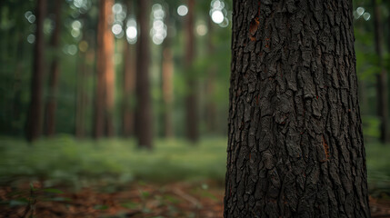 Fototapeta premium A tree trunk with a dark brown bark