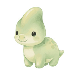 Cute baby Parasaurolophus dinosaur illustration. © Hato