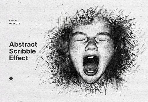 Abstract Scribble Photo Effect Mockup