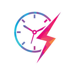 Flash time vector logo design. Thunder time logo icon vector.