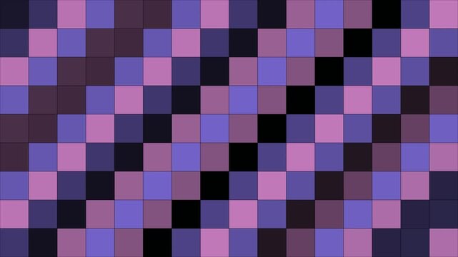 An abstract geometric background featuring a checkerboard pattern of pink and purple squares. The colors create a subtle gradient effect across the grid.