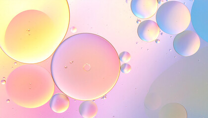 幻想的なパステルカラーのオイルバブルの3D抽象背景素材、ビューティー