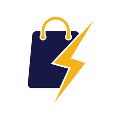 Thunder Shop Logo design vector. Electric Shop or Fast Shop Logo. 