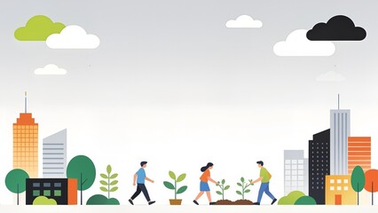 Obraz premium People planting in urban environment
