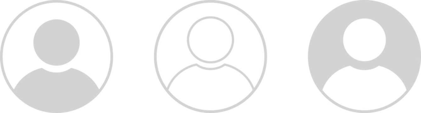 Set of three round placeholder headshot avatar, user profile vector icons