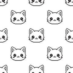 Pixel Cat Seamless Pattern