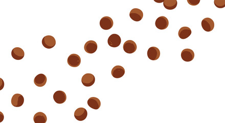 Obraz premium Scattered Round Brown Chocolate Drops or Candies on White Background Illustration