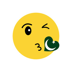 Pakistan Flag Emoji With Heart Icon