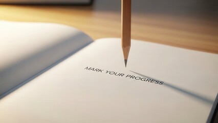 Pencil Marking Progress on Open Book