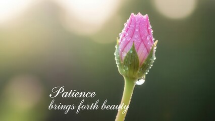 Pink Flower Bud Covered in Water Droplets