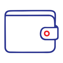 Obraz premium Outline vector illustration of a wallet with button clasp, symbolizing personal finance, money storage, or payments.