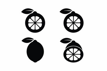 Fototapeta premium Lemon silhouette vector illustration isolated on white background