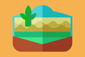 Cross-section of Soil Layers with a Green Plant earth