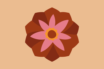Multi-layered Brown and Pink Flower Design orange petals