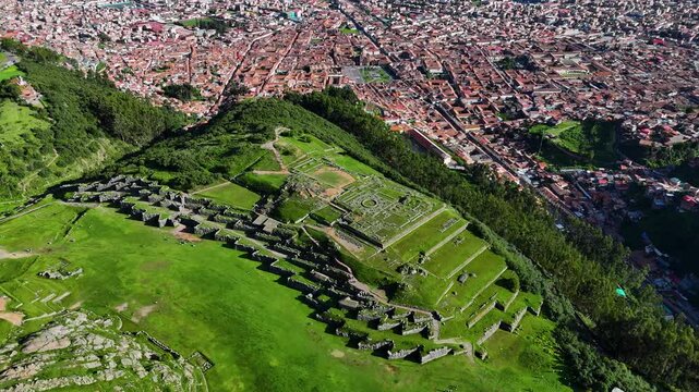 Aerial Drone View of Sacsayhuaman Archaeological Complex