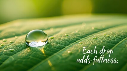 Single Water Droplet on a Green Leaf Surface