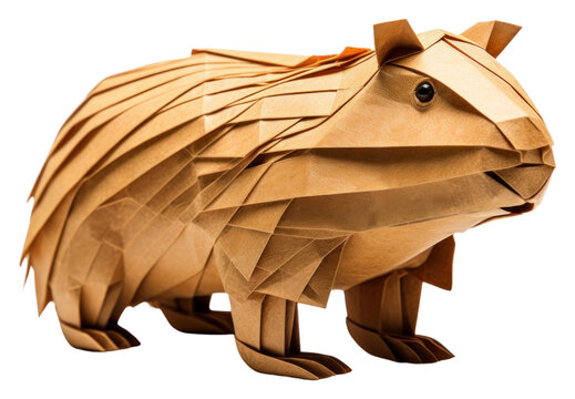 PNG Paper capybara origami art mammal.