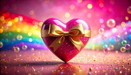valentine heart with ribbon background 1