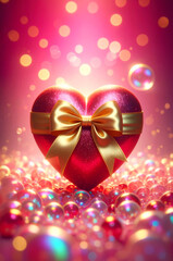 valentine heart with ribbon background 2