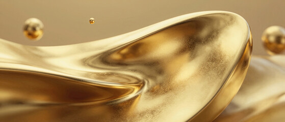 Luxury abstract 3D gold flowing shapes on light background for premium branding finance and modern design