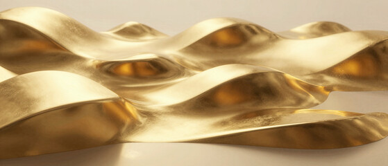 Luxury abstract 3D gold flowing shapes on light background for premium branding finance and modern design