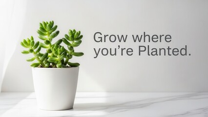 Succulent Plant in White Pot on White Surface