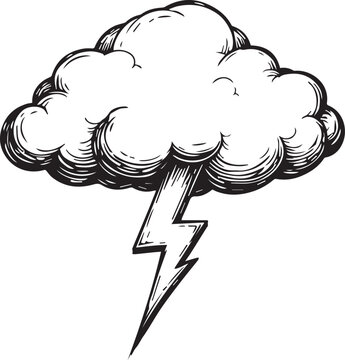 A dramatic illustration of a thundercloud and lightning bolt, capturing the power and unpredictability of nature. 