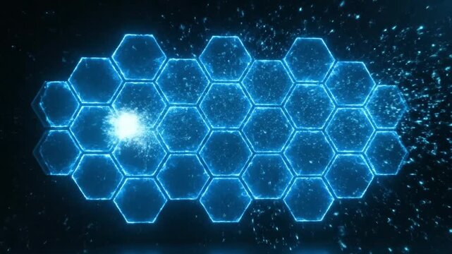 Futuristic Hexagonal Energy Shield Barrier for Digital Cyber Defense