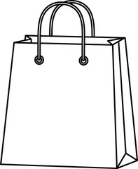 A simple line drawing of a shopping bag with two handles ideal for design projects on transparent background silhouette high quality