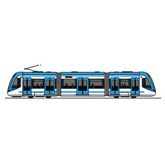 Modern Electric Tram on White Background