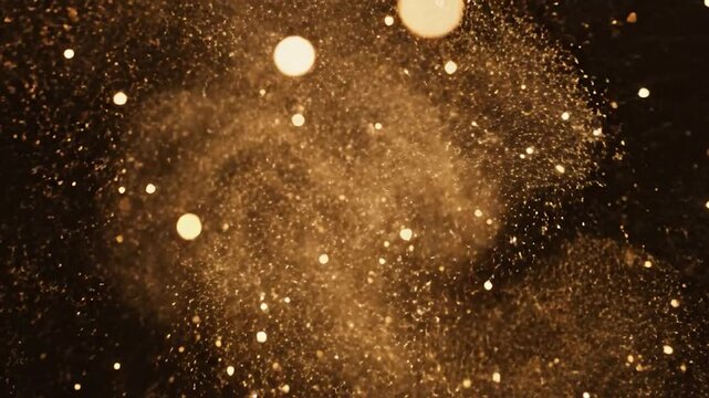 Golden Sparkles Exploding in Dark Space