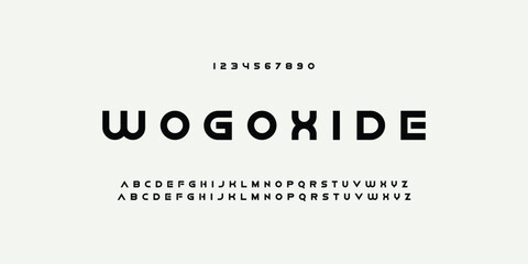 Obraz premium Modern Sports tech font typography. MINIMAL vector typeface for a company. Minimal gaming fonts for logo design.