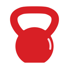 Red Kettlebell Flat Icon Isolated on White. Heavy Iron Gym Weight Symbol for Fitness, Bodybuilding and CrossFit. Modern Strength Training Equipment Vector Illustration for Sport App and Muscle Workout
