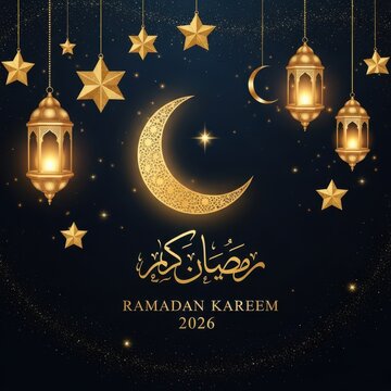Beautiful ramadan kareem background with stars and lanterns