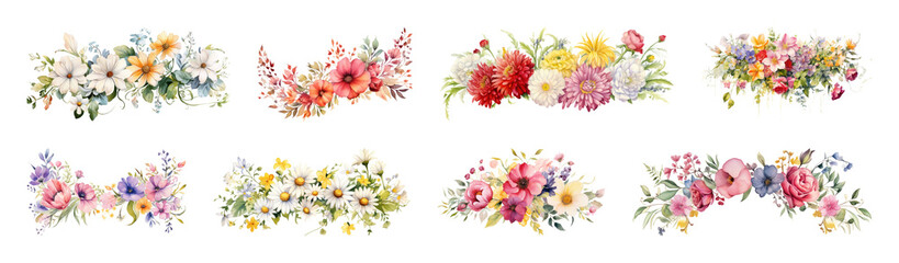 Fototapeta premium PNG Colorful floral arrangements collection, transparent background